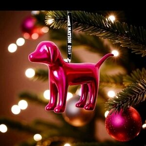 Pink Dog Christmas Ornament Pink NATION PLASTIC 2015 New In Box